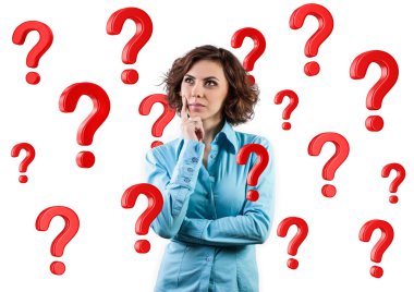 Girl among questions clipart