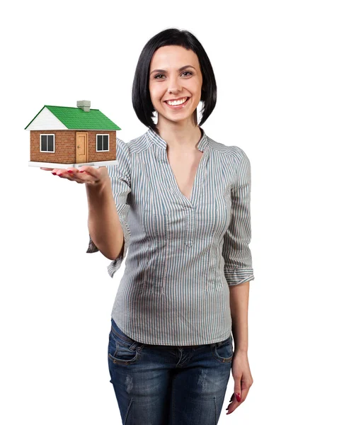 Girl with a house — Stock Photo, Image