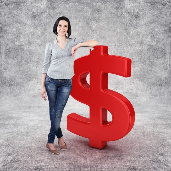 Girl with a money — Stock Photo, Image