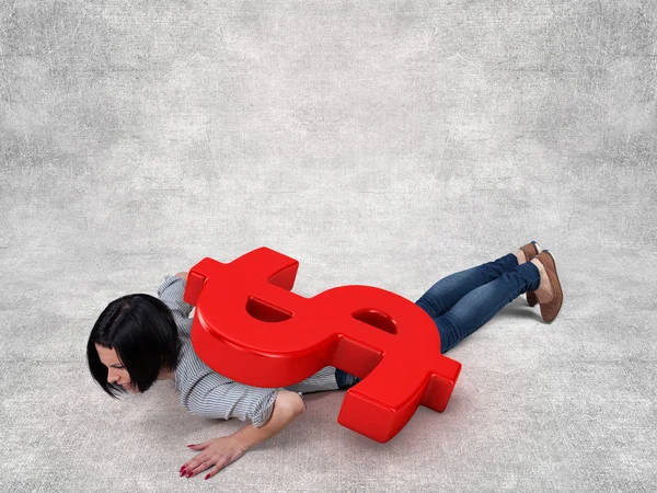 Girl under money — Stock Photo, Image