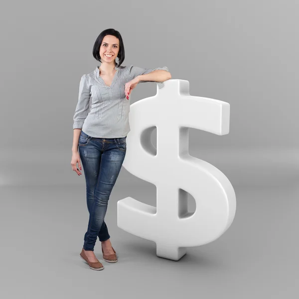 Girl with a money — Stock Photo, Image