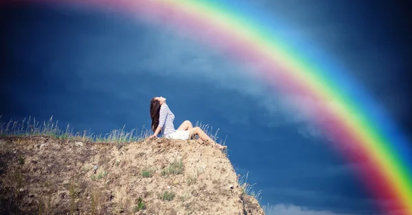 Girl on a mountain — Stock Photo, Image