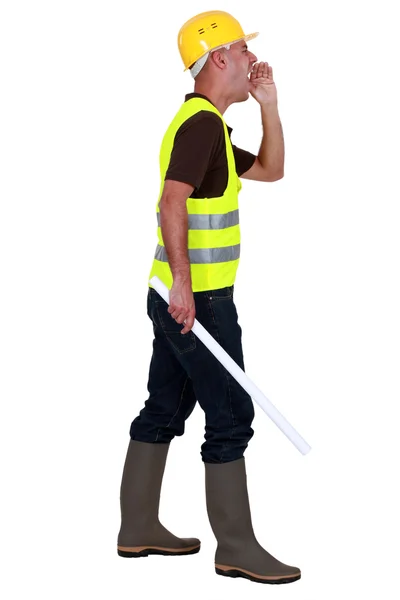 Construction site supervisor shouting — Stock Photo, Image