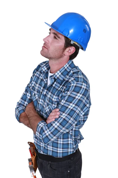 Bricklayer looking up — Stock Photo, Image