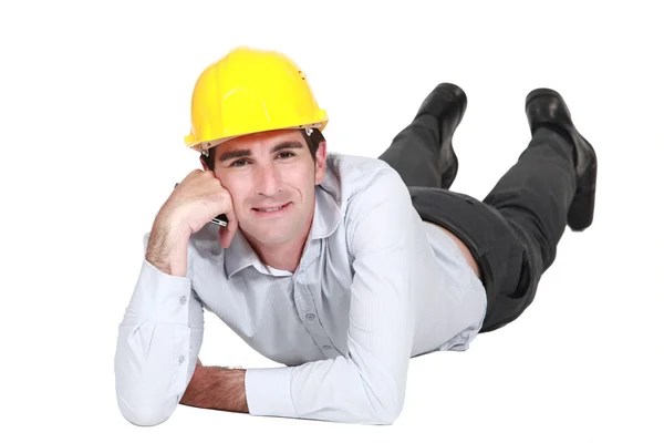 Architect laying on the floor resting — Stock Photo, Image