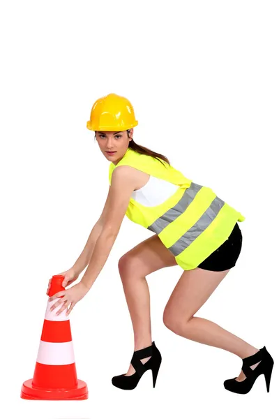 Sexy traffic guard — Stock Photo, Image