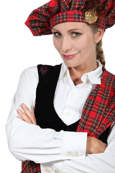 Donna in costume scozzese — Foto Stock