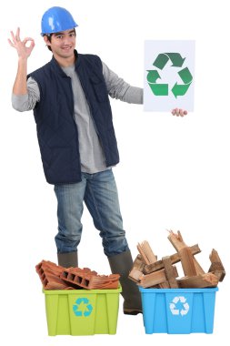 Construction worker recycling clipart