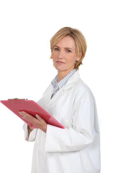 Female doctor with red briefcase — Stock Photo, Image