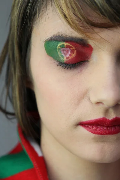 Fan de football portugais féminin — Photo