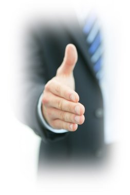 Close-up of man offering to shake hand clipart
