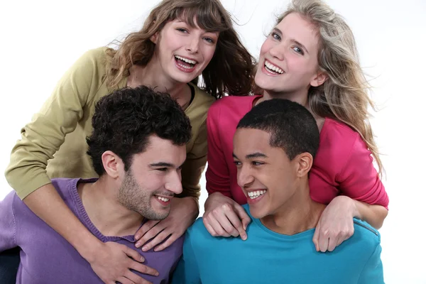 Mutlu genç dörtlü öğrenci — Stok fotoğraf
