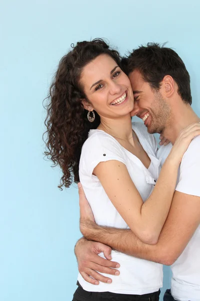 Cheerful couple hugging — Stock Photo, Image