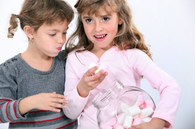 Children with the sweet jar clipart