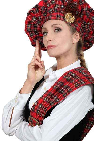 Donna in costume scozzese — Foto Stock