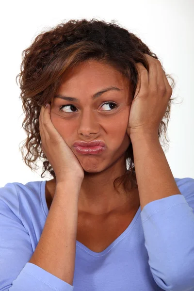 Vrouw in een sleur — Stockfoto