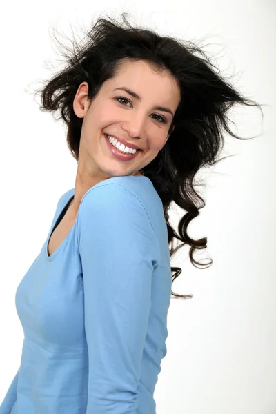 Portrait of splendid brunette all smiles — Stock Photo, Image