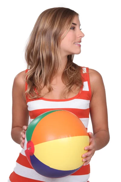 Retrato de uma jovem com balão — Fotografia de Stock