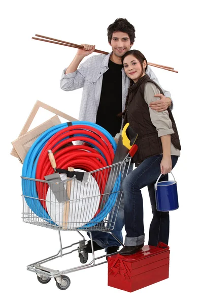 Couple buying DIY materials — Stock Photo, Image