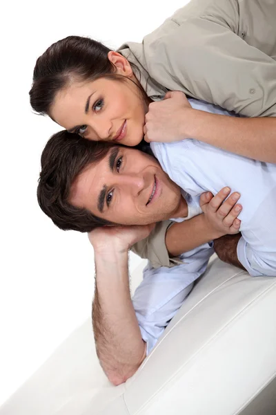 Woman on man — Stock Photo, Image