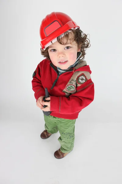 Kleine jongen verkleed als foreman — Stockfoto