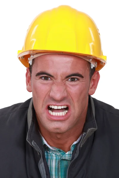 Trabalhador da construção irritado — Fotografia de Stock