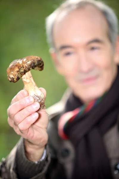 Man with Mushroom — Stock Photo, Image