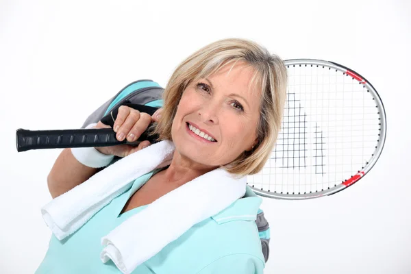 Γυναίκα με ρακέτα τένις — Φωτογραφία Αρχείου