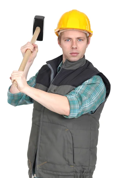 Trabajador con un martillo —  Fotos de Stock