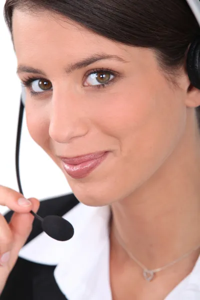 Kvinna med headset — Stockfoto