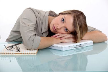 Tired young woman clipart