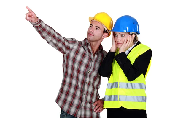 Architect and foreman looking at a problem — Stock Photo, Image