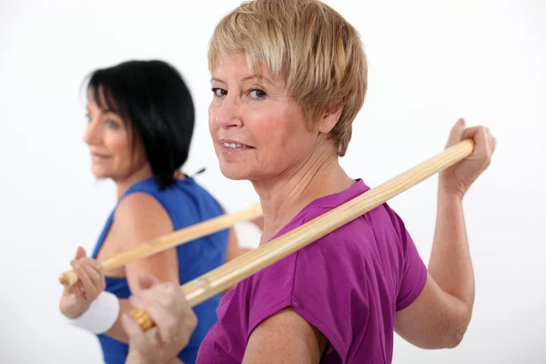 Mulheres idosas fazendo exercícios — Fotografia de Stock