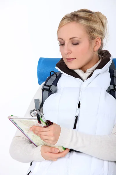 Portrait of a tired-looking backpacker — Stock Photo, Image