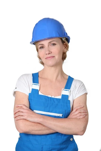 Frau in Arbeitskleidung — Stockfoto