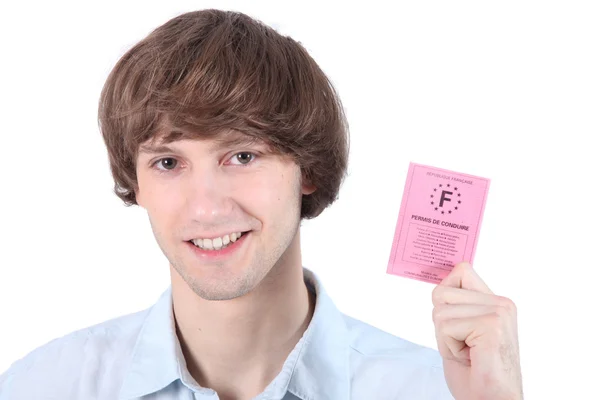 Jeune homme avec sa conduite Photos De Stock Libres De Droits