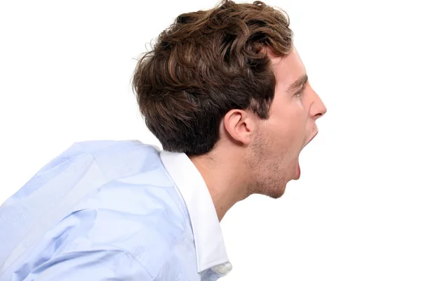 Perfil de um homem gritando — Fotografia de Stock