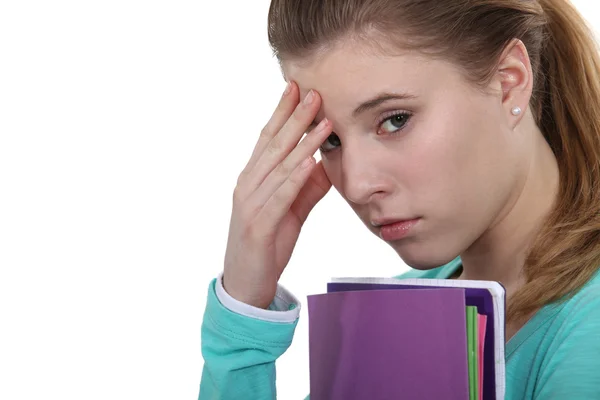 Stressed student worried about exams — Stock Photo, Image