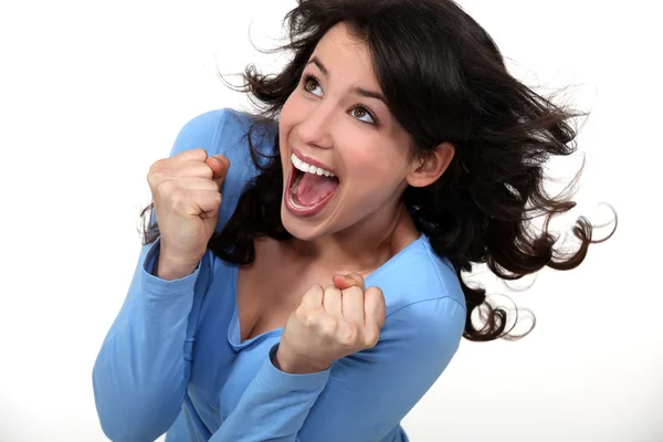 An ecstatic brunette. — Stock Photo, Image