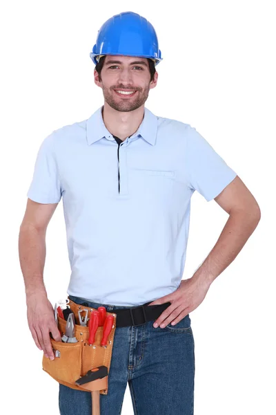 Handyman stood with hand on hip — Stock Photo, Image
