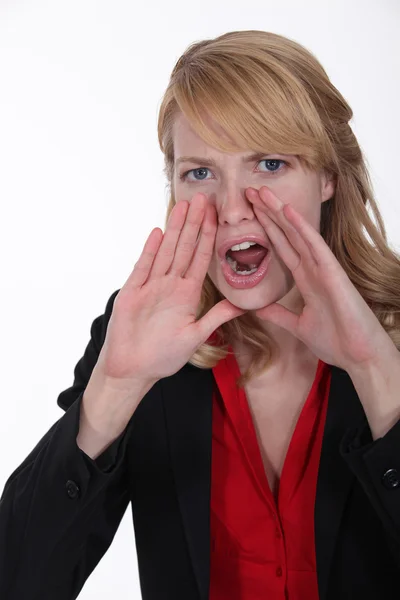 Businesswoman shouting — Stock Photo, Image