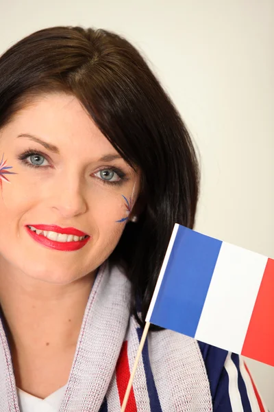 French Supporter waving miniature flag — Stock Photo, Image