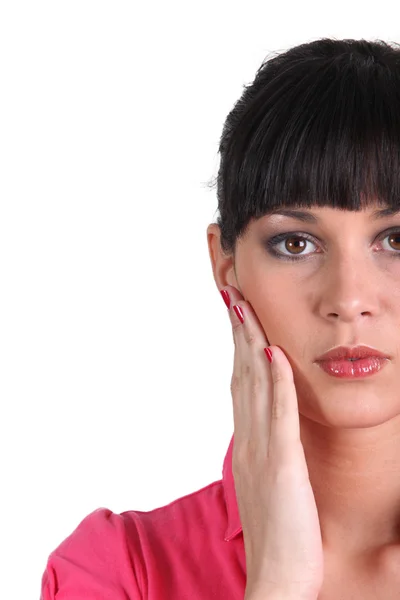 Pretty brunette with fringe — Stock Photo, Image