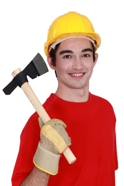 Worker with ax — Stock Photo, Image