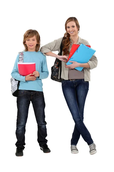 Brother and sister ready for school Royalty Free Stock Images