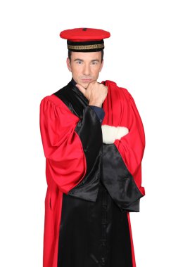 Magistrate wearing red dress clipart