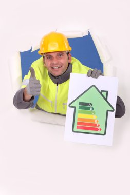 Man with energy rating clipart