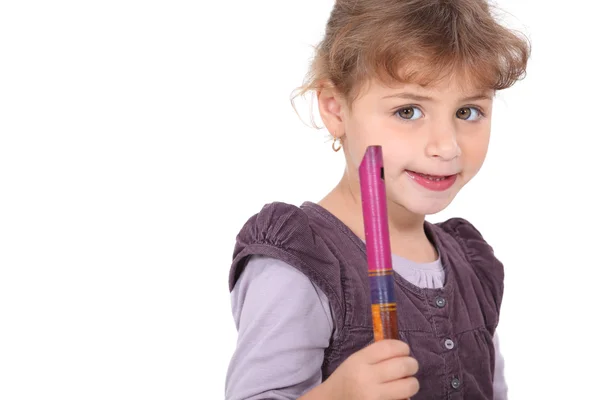 Girl with flute — Stock Photo, Image