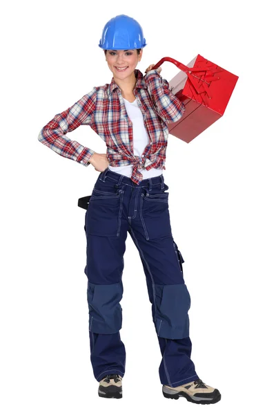 Cheerful handywoman — Stock Photo, Image