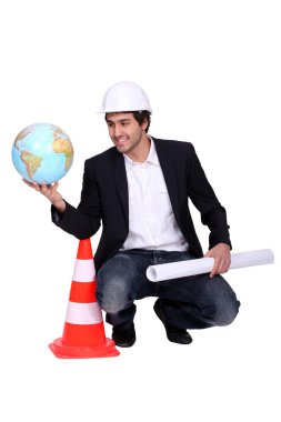 Engineer working abroad clipart